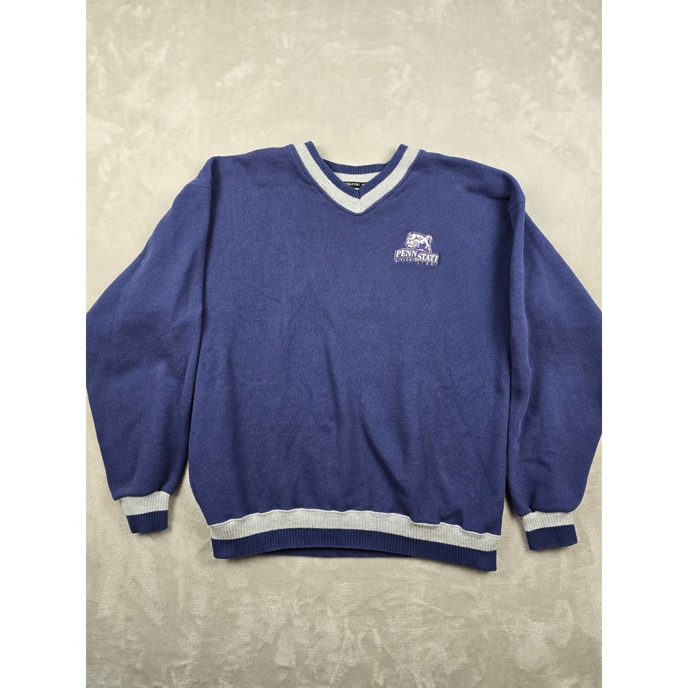 Vintage Penn State V-Neck Pique Sweater Men XL Fit L Blue Nittany Lions USA Made